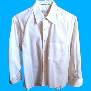 Van Heusen Mens White Wrinkle-Free Broadcloth Dress Shirt Size 15 32/33